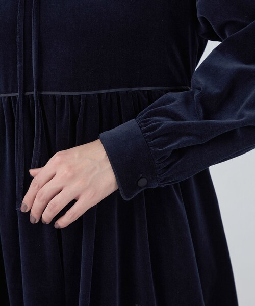 トゥモローランドコレクション ワンピース ネイビー 34 定価50,600円 セール】キャラメルヴェルト ギャザーロングワンピース（ワンピース