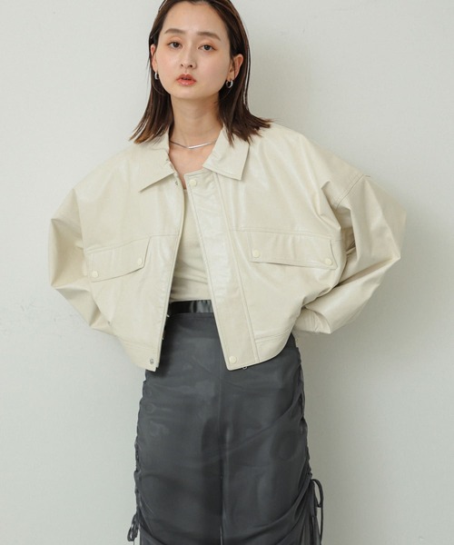 セール】クロップドレザーライクブルゾン（ブルゾン）｜SENSE OF