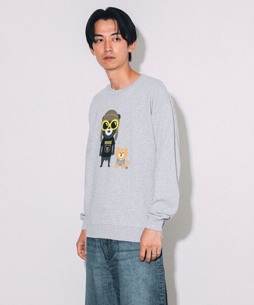 BEAMS T / グランジ ベアー スウェット クルーネック