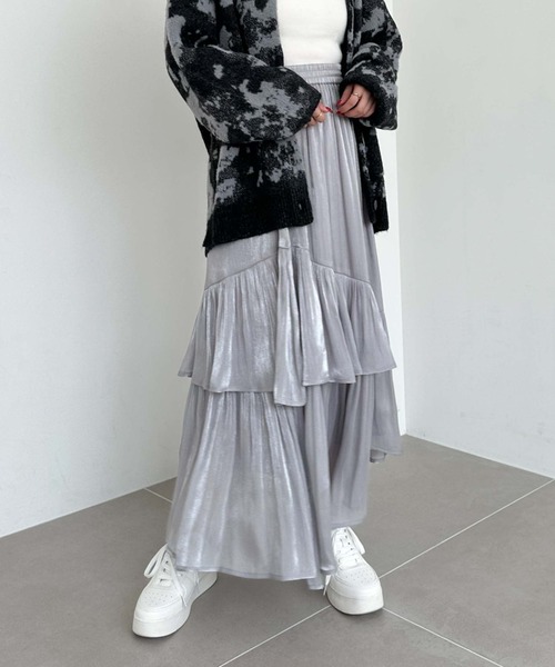 archives（アルシーヴ）の「シャイニーアシメティアードスカート（スカート・レディース・ブラウン/グレー/ブラック/アイボリー/オレンジ・MEDIUM）」の4枚目の写真