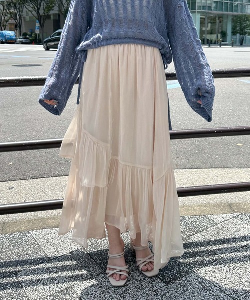 archives（アルシーヴ）の「シャイニーアシメティアードスカート（スカート・レディース・ブラウン/グレー/ブラック/アイボリー/オレンジ・MEDIUM）」の9枚目の写真