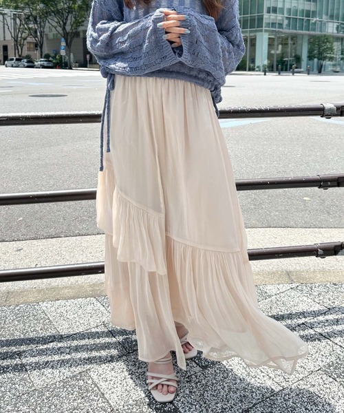 archives（アルシーヴ）の「シャイニーアシメティアードスカート（スカート・レディース・ブラウン/グレー/ブラック/アイボリー/オレンジ・MEDIUM）」の6枚目の写真