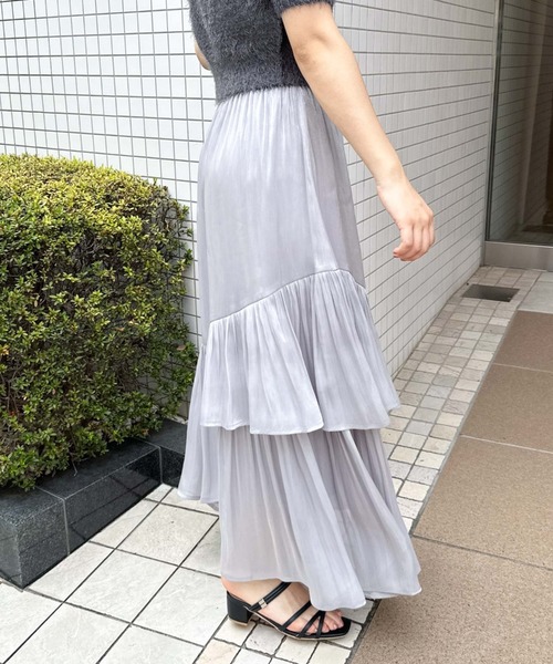 archives（アルシーヴ）の「シャイニーアシメティアードスカート（スカート・レディース・ブラウン/グレー/ブラック/アイボリー/オレンジ・MEDIUM）」の16枚目の写真