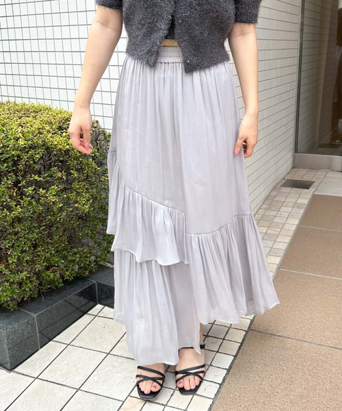 archives（アルシーヴ）の「シャイニーアシメティアードスカート（スカート・レディース・ブラウン/グレー/ブラック/アイボリー/オレンジ・MEDIUM）」の15枚目の写真