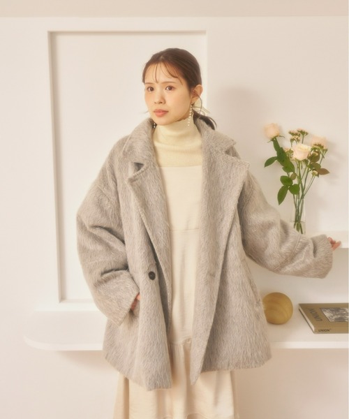 mic by Olu.(ミックバイオルドット)の「シャギーミドルコート(その他アウター・レディース・グレー/アイボリー/チャコールグレー・FREE)」の7枚目の写真