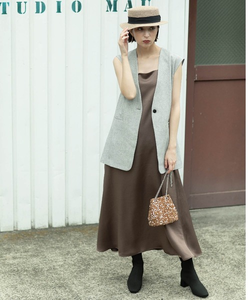 OPAQUE.CLIP（オペークドットクリップ）の「◆麻混ノーカラージレ【洗濯機洗い可】（ベスト・レディース・チャコールグレー/ブラック系3/アイボリー・42/40/38）」の22枚目の写真