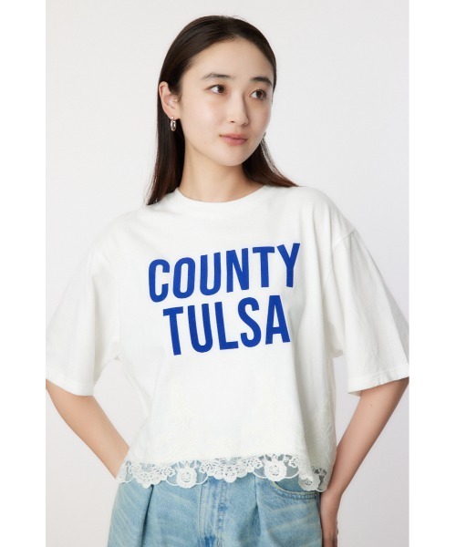 RODEO CROWNS WIDE BOWL（ロデオクラウンズワイドボウル）の「ヘムレーストップス（Tシャツ/カットソー・レディース・オフホワイト/ブラック/カーキ/サックスブルー・FREE）」の2枚目の写真