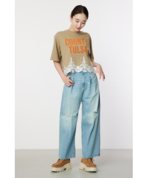 RODEO CROWNS WIDE BOWL（ロデオクラウンズワイドボウル）の「ヘムレーストップス（Tシャツ/カットソー・レディース・オフホワイト/ブラック/カーキ/サックスブルー・FREE）」の16枚目の写真