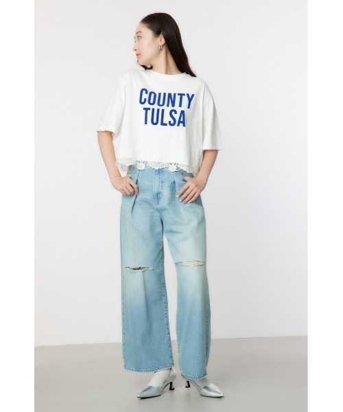 RODEO CROWNS WIDE BOWL（ロデオクラウンズワイドボウル）の「ヘムレーストップス（Tシャツ/カットソー・レディース・オフホワイト/ブラック/カーキ/サックスブルー・FREE）」の11枚目の写真