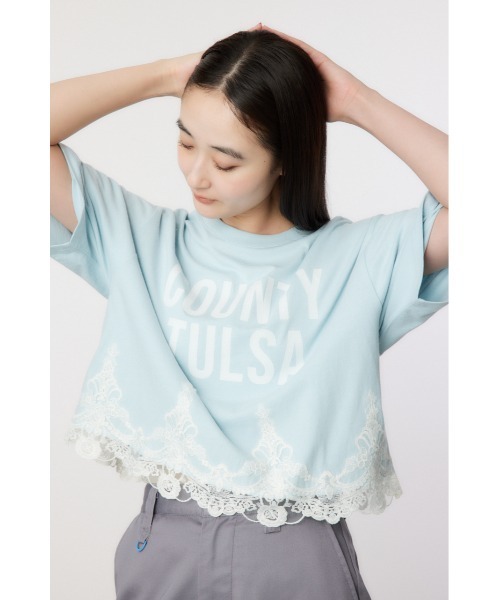RODEO CROWNS WIDE BOWL（ロデオクラウンズワイドボウル）の「ヘムレーストップス（Tシャツ/カットソー・レディース・オフホワイト/ブラック/カーキ/サックスブルー・FREE）」の9枚目の写真