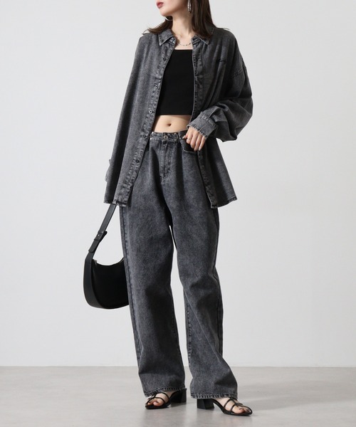 FUNALIVE(ファンアライブ)の「6oz denim one point embroidery loose shirt / 6ozデニム ワンポイント刺繍 ルーズシャツ unisex(シャツ/ブラウス・メンズ・ブラック系その他/ブラック/ネイビー・M/L)」の9枚目の写真