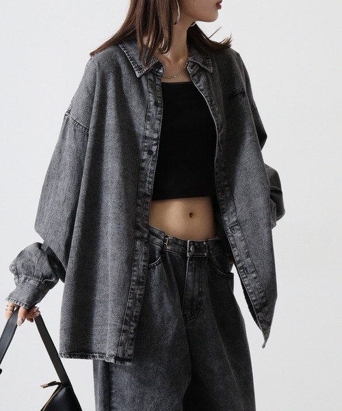 FUNALIVE(ファンアライブ)の「6oz denim one point embroidery loose shirt / 6ozデニム ワンポイント刺繍 ルーズシャツ unisex(シャツ/ブラウス・メンズ・ブラック系その他/ブラック/ネイビー・M/L)」の8枚目の写真