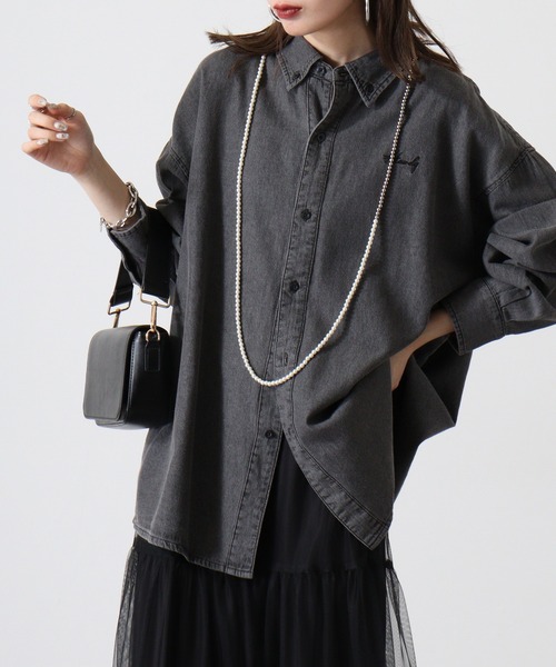FUNALIVE(ファンアライブ)の「6oz denim one point embroidery loose shirt / 6ozデニム ワンポイント刺繍 ルーズシャツ unisex(シャツ/ブラウス・メンズ・ブラック系その他/ブラック/ネイビー・M/L)」の21枚目の写真
