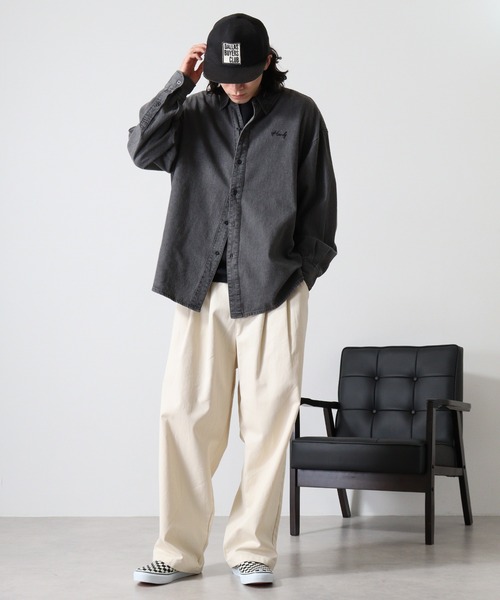 FUNALIVE(ファンアライブ)の「6oz denim one point embroidery loose shirt / 6ozデニム ワンポイント刺繍 ルーズシャツ unisex(シャツ/ブラウス・メンズ・ブラック系その他/ブラック/ネイビー・M/L)」の19枚目の写真