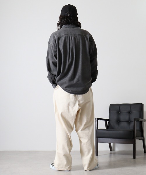 FUNALIVE(ファンアライブ)の「6oz denim one point embroidery loose shirt / 6ozデニム ワンポイント刺繍 ルーズシャツ unisex(シャツ/ブラウス・メンズ・ブラック系その他/ブラック/ネイビー・M/L)」の20枚目の写真