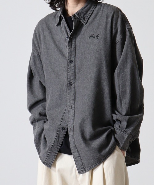 FUNALIVE(ファンアライブ)の「6oz denim one point embroidery loose shirt / 6ozデニム ワンポイント刺繍 ルーズシャツ unisex(シャツ/ブラウス・メンズ・ブラック系その他/ブラック/ネイビー・M/L)」の16枚目の写真