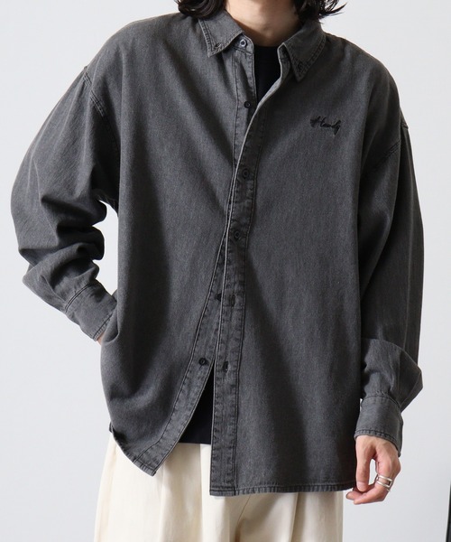 FUNALIVE(ファンアライブ)の「6oz denim one point embroidery loose shirt / 6ozデニム ワンポイント刺繍 ルーズシャツ unisex(シャツ/ブラウス・メンズ・ブラック系その他/ブラック/ネイビー・M/L)」の18枚目の写真