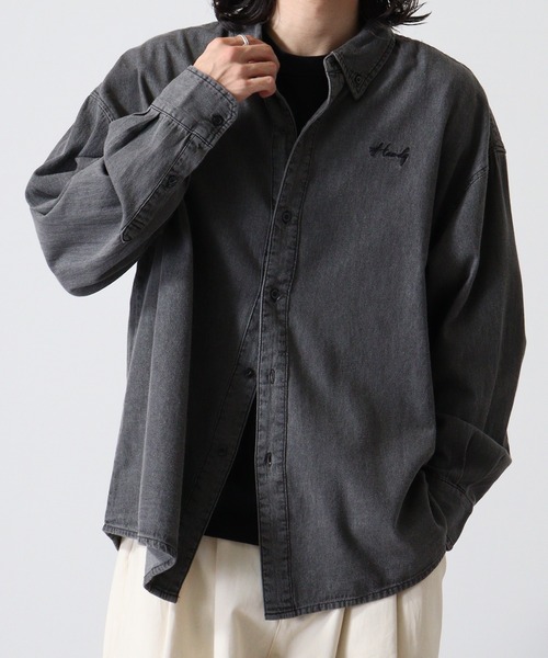 FUNALIVE(ファンアライブ)の「6oz denim one point embroidery loose shirt / 6ozデニム ワンポイント刺繍 ルーズシャツ unisex(シャツ/ブラウス・メンズ・ブラック系その他/ブラック/ネイビー・M/L)」の17枚目の写真