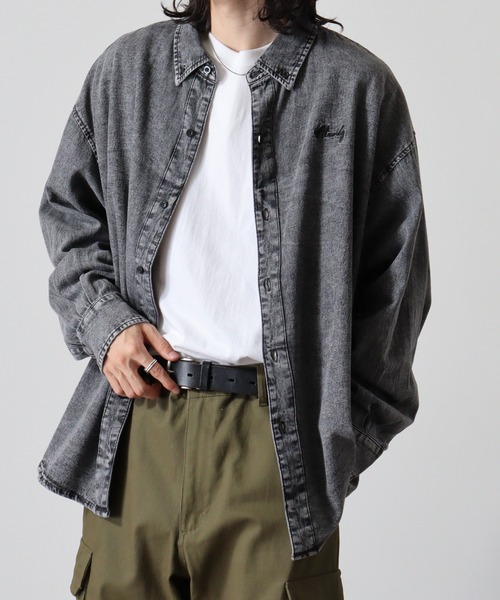 FUNALIVE(ファンアライブ)の「6oz denim one point embroidery loose shirt / 6ozデニム ワンポイント刺繍 ルーズシャツ unisex(シャツ/ブラウス・メンズ・ブラック系その他/ブラック/ネイビー・M/L)」の22枚目の写真