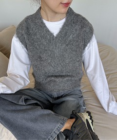 GRANCY】Damage Boucle Knit Cardigan / ダメージデザインブークレ