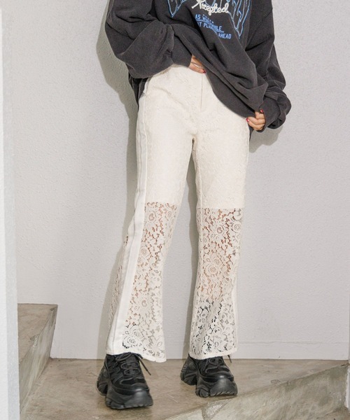 PAGEBOY（ページボーイ）の「レースサイドキリカエパンツ（その他パンツ・レディース・オフホワイト/ブラック・FREE）」の11枚目の写真