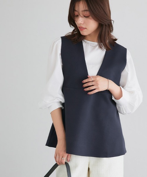 Pierrot（ピエロ）の「ブラウスセットペプラムベスト（ベスト・レディース・ネイビー/ブラック・M/L）」の11枚目の写真