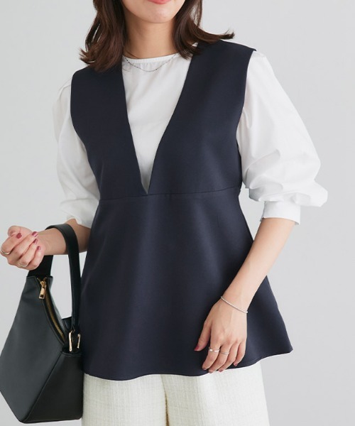 Pierrot（ピエロ）の「ブラウスセットペプラムベスト（ベスト・レディース・ネイビー/ブラック・M/L）」の12枚目の写真