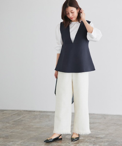 Pierrot（ピエロ）の「ブラウスセットペプラムベスト（ベスト・レディース・ネイビー/ブラック・M/L）」の14枚目の写真