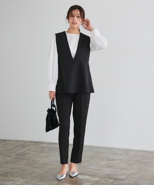 Pierrot（ピエロ）の「ブラウスセットペプラムベスト（ベスト・レディース・ネイビー/ブラック・M/L）」の8枚目の写真