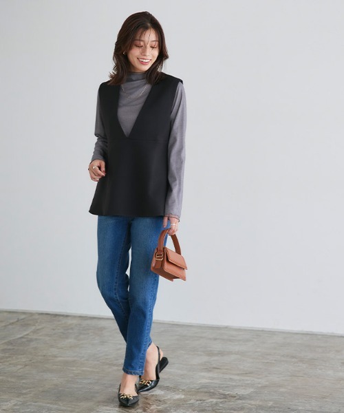 Pierrot（ピエロ）の「ブラウスセットペプラムベスト（ベスト・レディース・ネイビー/ブラック・M/L）」の9枚目の写真