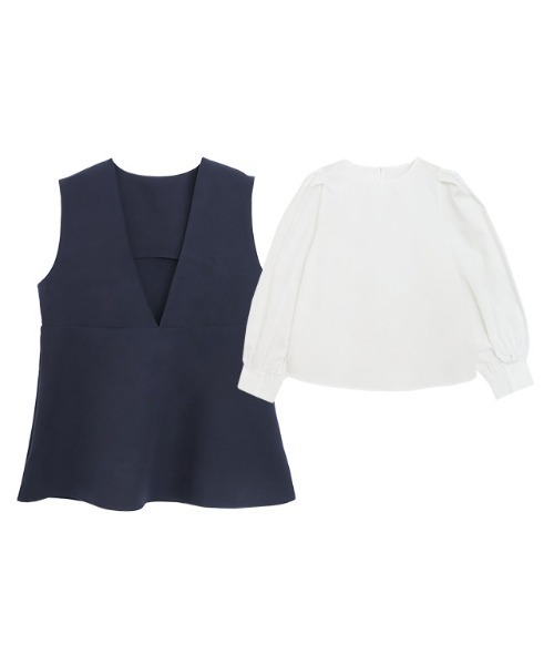 Pierrot（ピエロ）の「ブラウスセットペプラムベスト（ベスト・レディース・ネイビー/ブラック・M/L）」の16枚目の写真