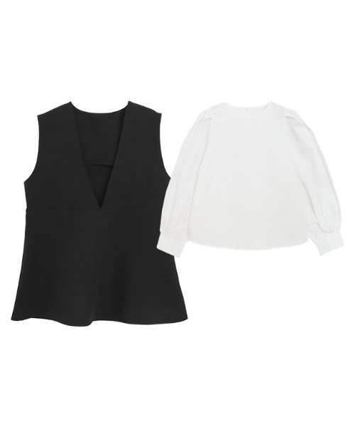 Pierrot（ピエロ）の「ブラウスセットペプラムベスト（ベスト・レディース・ネイビー/ブラック・M/L）」の10枚目の写真