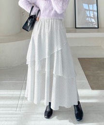 clear | 【低身長サイズ有】ドット柄ランダムティアードロングスカート [大人可愛い 骨格ナチュラル]≪再入荷≫(スカート)