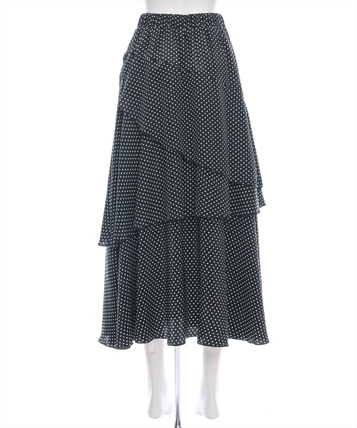 clear（クリア）の「【低身長サイズ有】ドット柄ランダムティアードロングスカート [大人可愛い 骨格ナチュラル]≪再入荷≫（スカート・レディース・ブラック/オフホワイト・F/XS）」の11枚目の写真