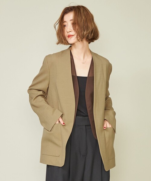 conte（コンテ）の「＜conte＞ノーカラージャケット（ノーカラー