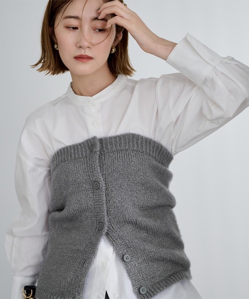 UR'S（ユアーズ）の「釦付ニットビスチェ（キャミソール・レディース・チャコール/ネイビー・S/M/L）」の5枚目の写真