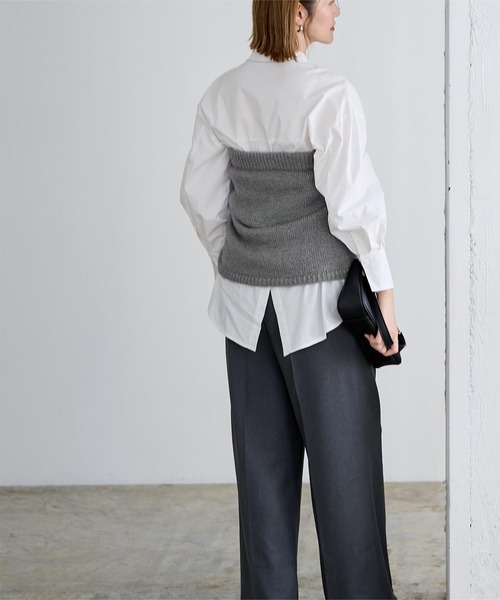 UR'S（ユアーズ）の「釦付ニットビスチェ（キャミソール・レディース・チャコール/ネイビー・S/M/L）」の6枚目の写真