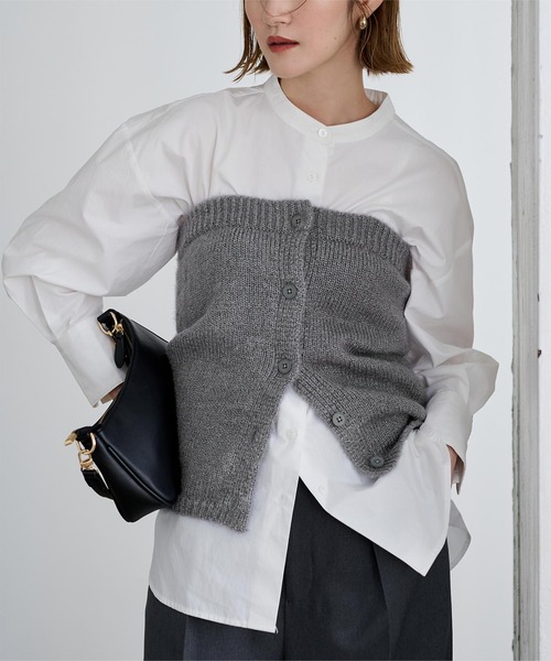 UR'S（ユアーズ）の「釦付ニットビスチェ（キャミソール・レディース・チャコール/ネイビー・S/M/L）」の8枚目の写真