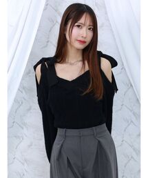 リボンショルダーニットTOP