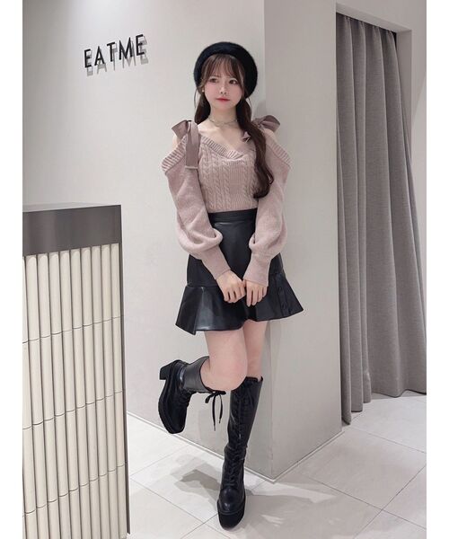 EATME(イートミー)の「リボンショルダーニットTOP(ニット/セーター・レディース・ピンク/アイボリー/ブラック・FREE)」の20枚目の写真