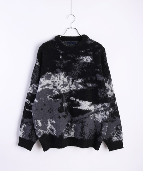 フェザーヤーン アブストラクト柄 ルーズサイズ シャギーニット（ニット/セーター）｜WESTSEA（ウエストシー）