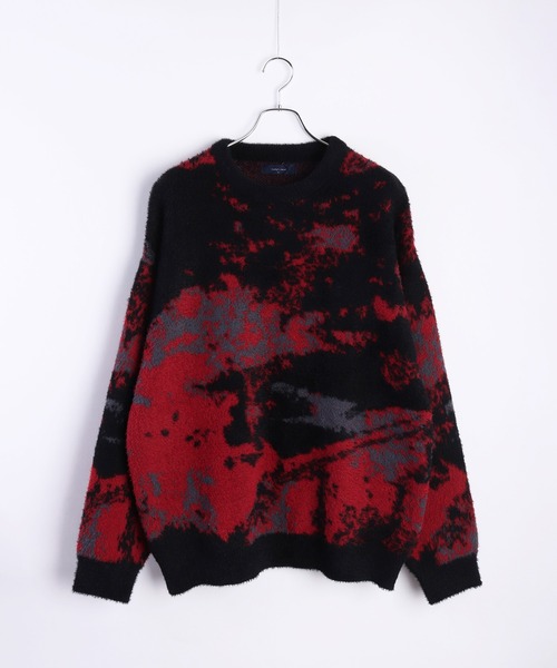 フェザーヤーン アブストラクト柄 ルーズサイズ シャギーニット（ニット/セーター）｜WESTSEA（ウエストシー）