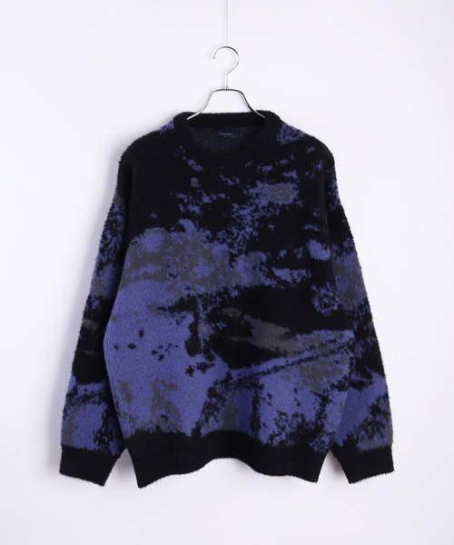 フェザーヤーン アブストラクト柄 ルーズサイズ シャギーニット（ニット/セーター）｜WESTSEA（ウエストシー）