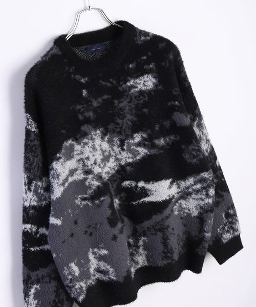 フェザーヤーン アブストラクト柄 ルーズサイズ シャギーニット（ニット/セーター）｜WESTSEA（ウエストシー）