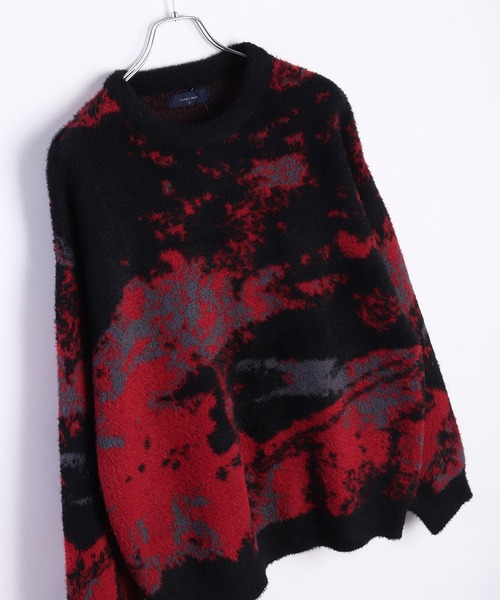 フェザーヤーン アブストラクト柄 ルーズサイズ シャギーニット（ニット/セーター）｜WESTSEA（ウエストシー）