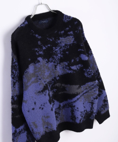 フェザーヤーン アブストラクト柄 ルーズサイズ シャギーニット（ニット/セーター）｜WESTSEA（ウエストシー）