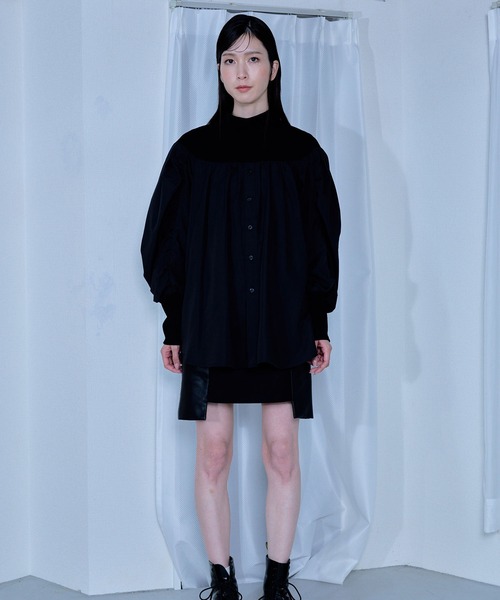 Nora Lily（ノラリリー）の「【Nora Lily】「elle」Kitting Blocking Hi-Neck Blouse（シャツ/ブラウス・レディース・ブラック×ブラック/グレー×ホワイト/レッド系その他・FREE）」の14枚目の写真