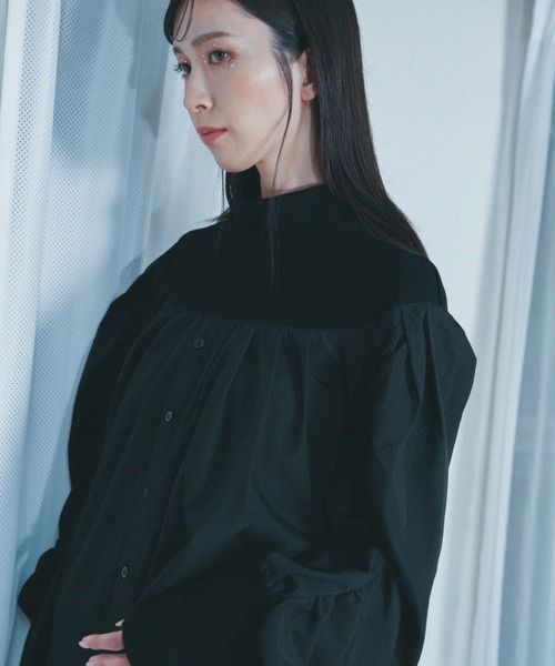 ブラウス シャツ 「Nora Lily」「elle」Kitting Blocking Hi-Neck Blouse レディース Nora Lily ブラウス シャツ 「Nora Lily」「elle」Kitting