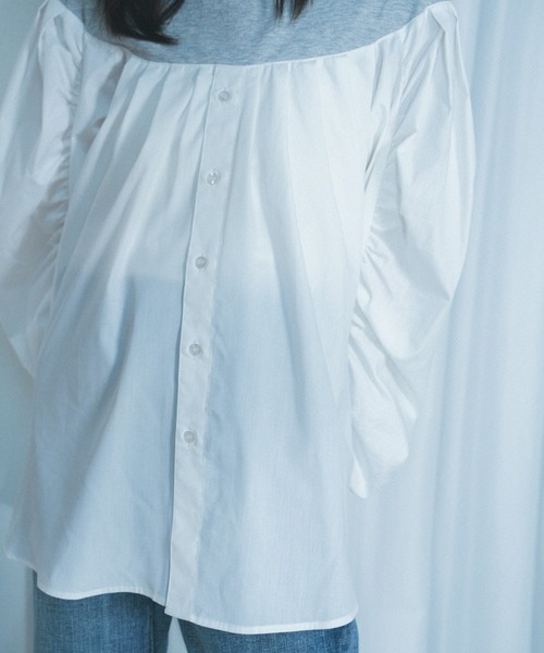 Nora Lily（ノラリリー）の「【Nora Lily】「elle」Kitting Blocking Hi-Neck Blouse（シャツ/ブラウス・レディース・ブラック×ブラック/グレー×ホワイト/レッド系その他・FREE）」の5枚目の写真