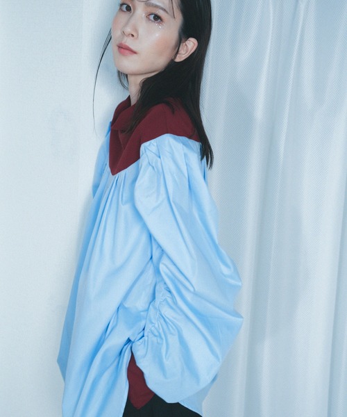 Nora Lily（ノラリリー）の「【Nora Lily】「elle」Kitting Blocking Hi-Neck Blouse（シャツ/ブラウス・レディース・ブラック×ブラック/グレー×ホワイト/レッド系その他・FREE）」の18枚目の写真